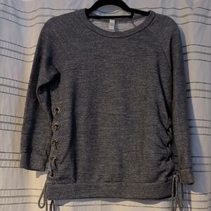 Jolie Charcoal Sweatshirt with Lace-Up Sides